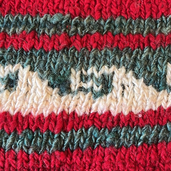 Vintage HandKnit ONE OF A KIND Size Medium 100% Wool Crewneck SKI Nordic Bolivia - Picture 9 of 12